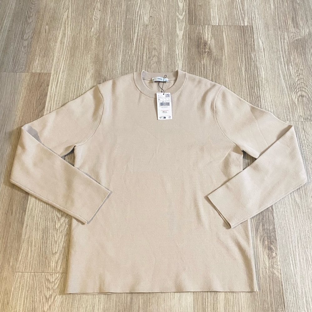 Mango Men's Light Tan Crewneck Sweater